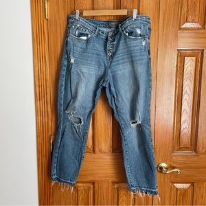 Torrid High Waist Distressed Straight Leg Jean